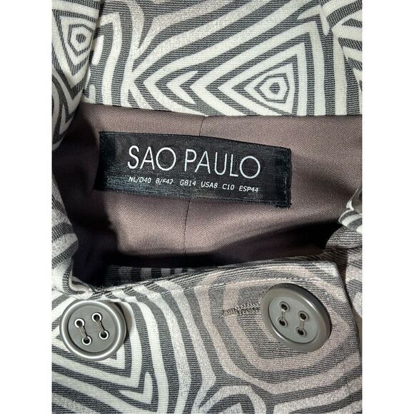 Sao Paulo Long Sleeve Abstract Pea Coat Duster Size 8 - Picture 6 of 6